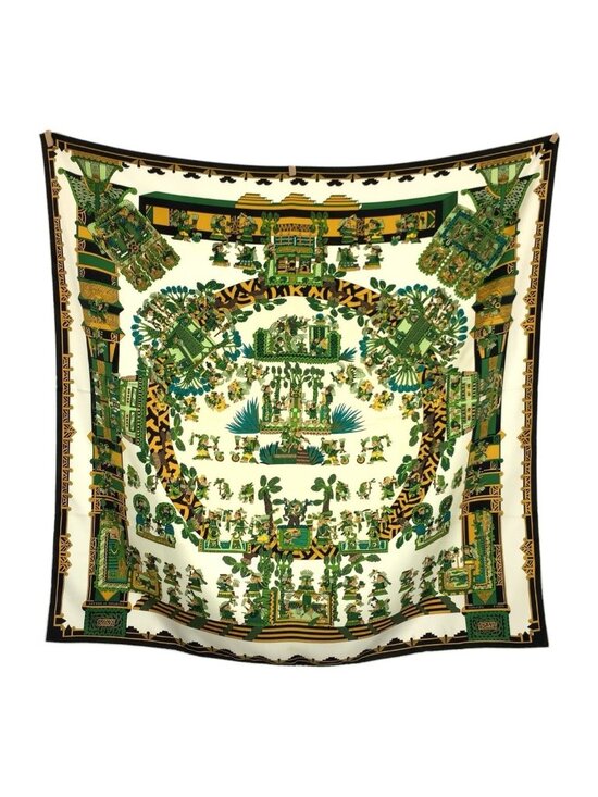 Hermes Accessories - Hermes Astres Et Soleils Carre 90 Green Multicolor Silk Scarf